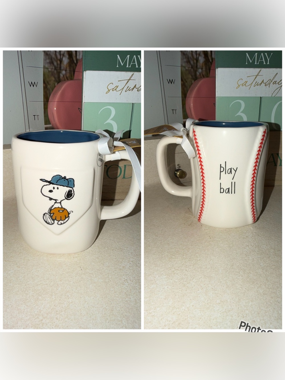 Rae dunn snoopy play ball mug